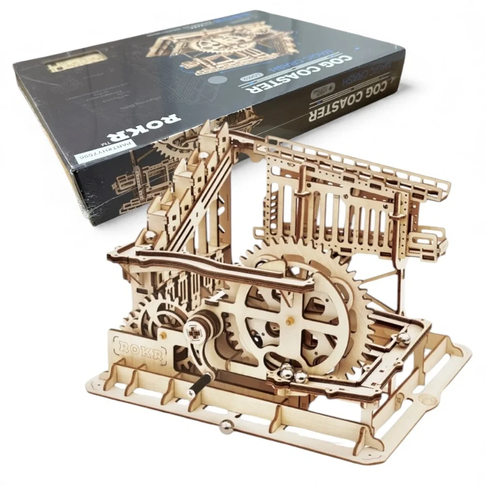 ROKR Cog Coaster Magic Crash LG502 3D Wooden Puzzle Marble Run Kit